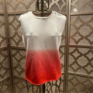 Gradient Red and White Sleeveless Spike Top
